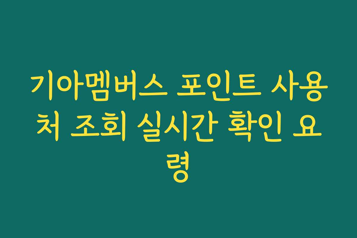 기아멤버스 포인트 사용처 조회 실시간 확인 요령
