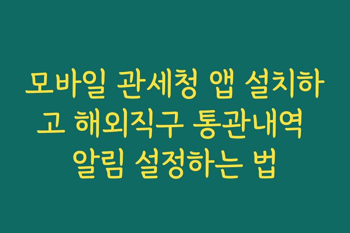 모바일 관세청 앱 설치하고 해외직구 통관내역 알림 설정하는 법