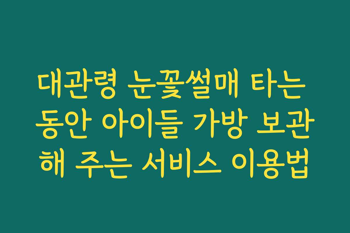 대관령 눈꽃썰매 타는 동안 아이들 가방 보관해 주는 서비스 이용법