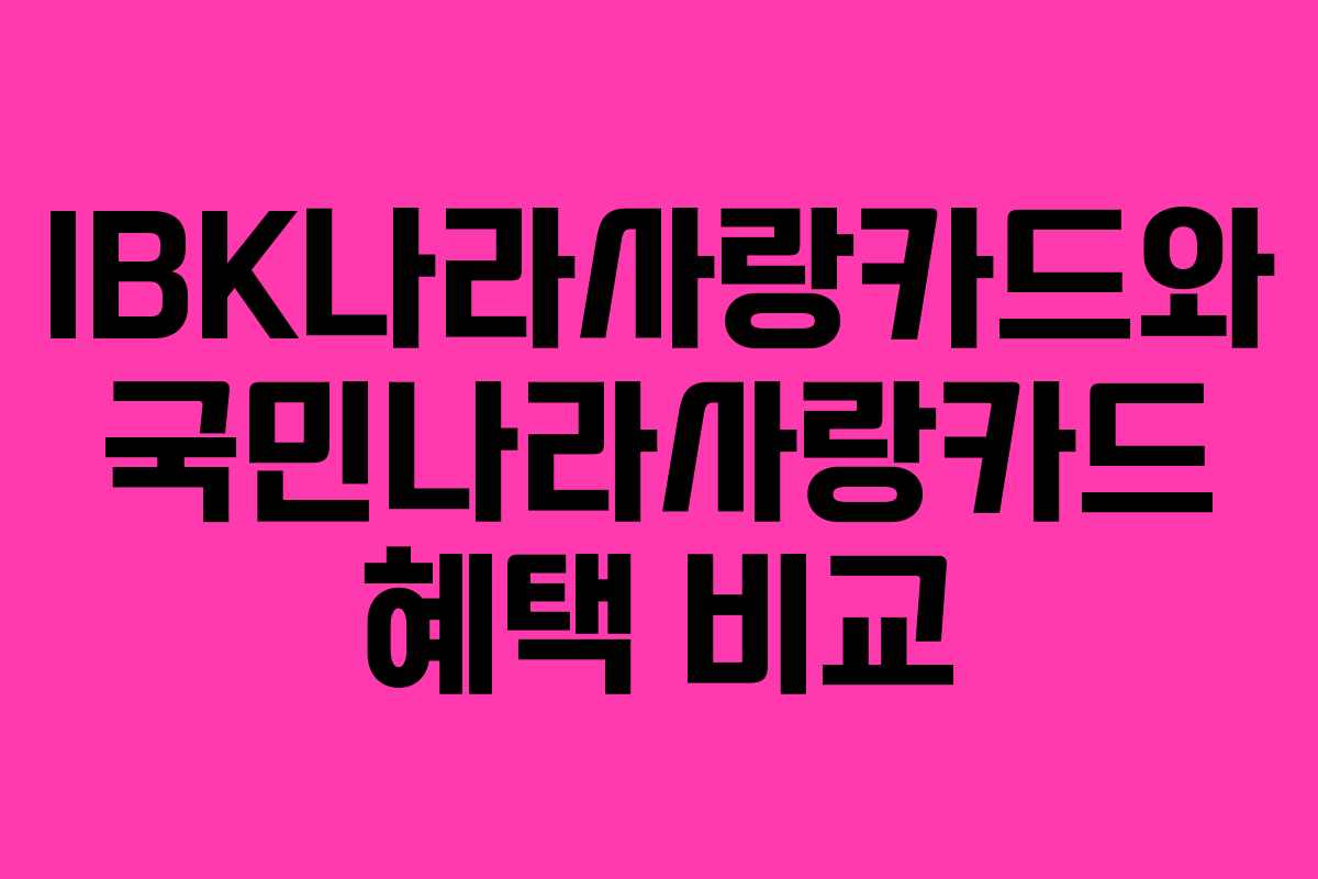 IBK나라사랑카드와 국민나라사랑카드 혜택 비교