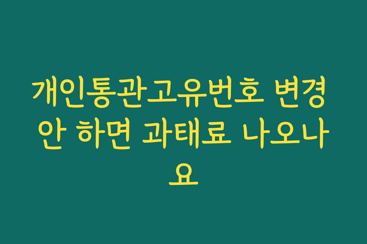 개인통관고유번호 변경 안 하면 과태료 나오나요