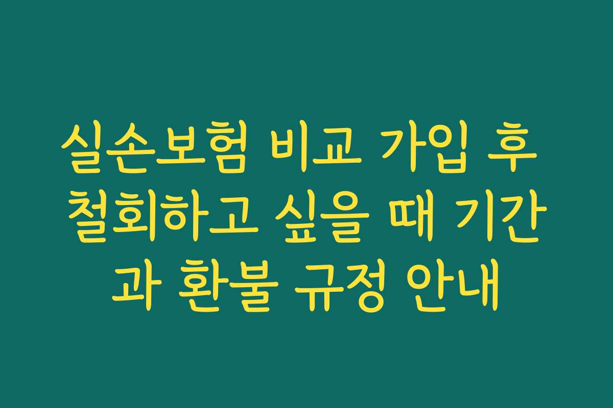 실손보험 비교 가입 후 철회하고 싶을 때 기간과 환불 규정 안내