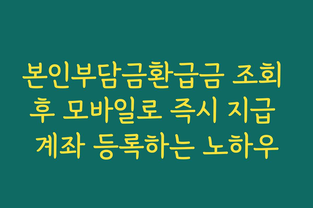 본인부담금환급금 조회 후 모바일로 즉시 지급 계좌 등록하는 노하우