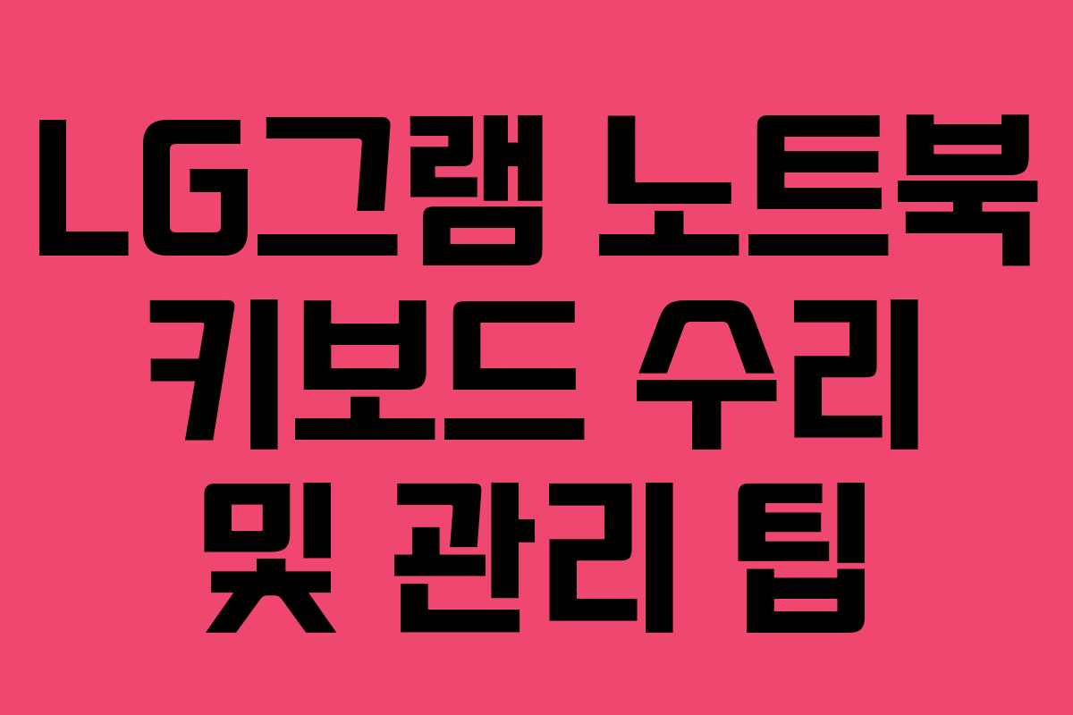 LG그램 노트북 키보드 수리 및 관리 팁
