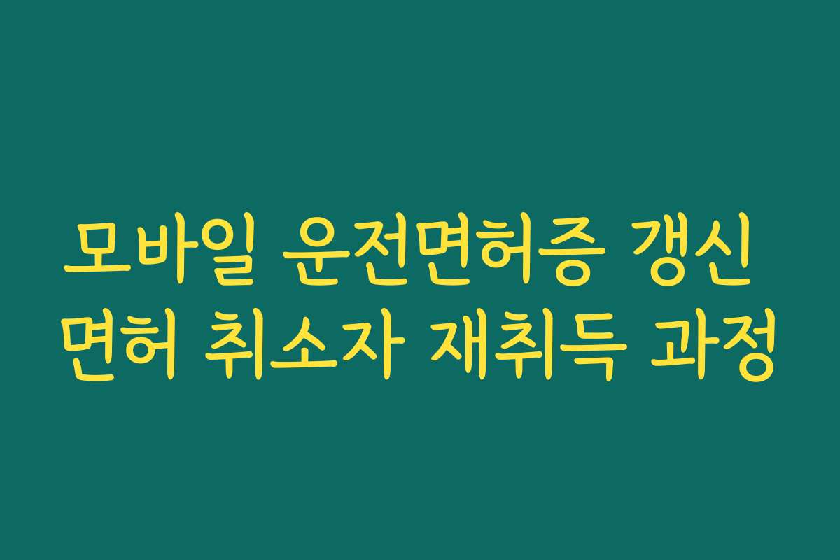 모바일 운전면허증 갱신 면허 취소자 재취득 과정