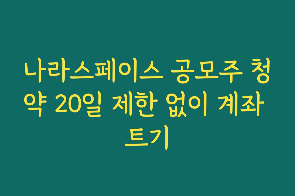 나라스페이스 공모주 청약 20일 제한 없이 계좌 트기