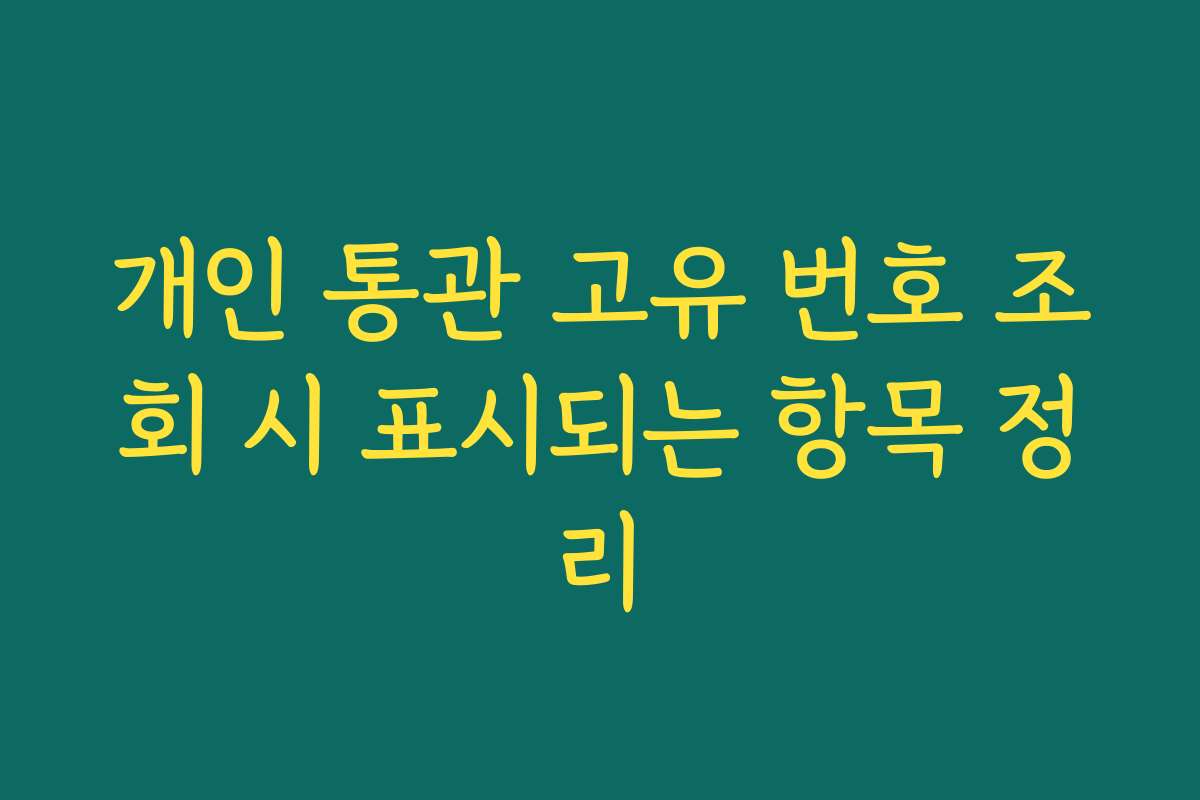 개인 통관 고유 번호 조회 시 표시되는 항목 정리