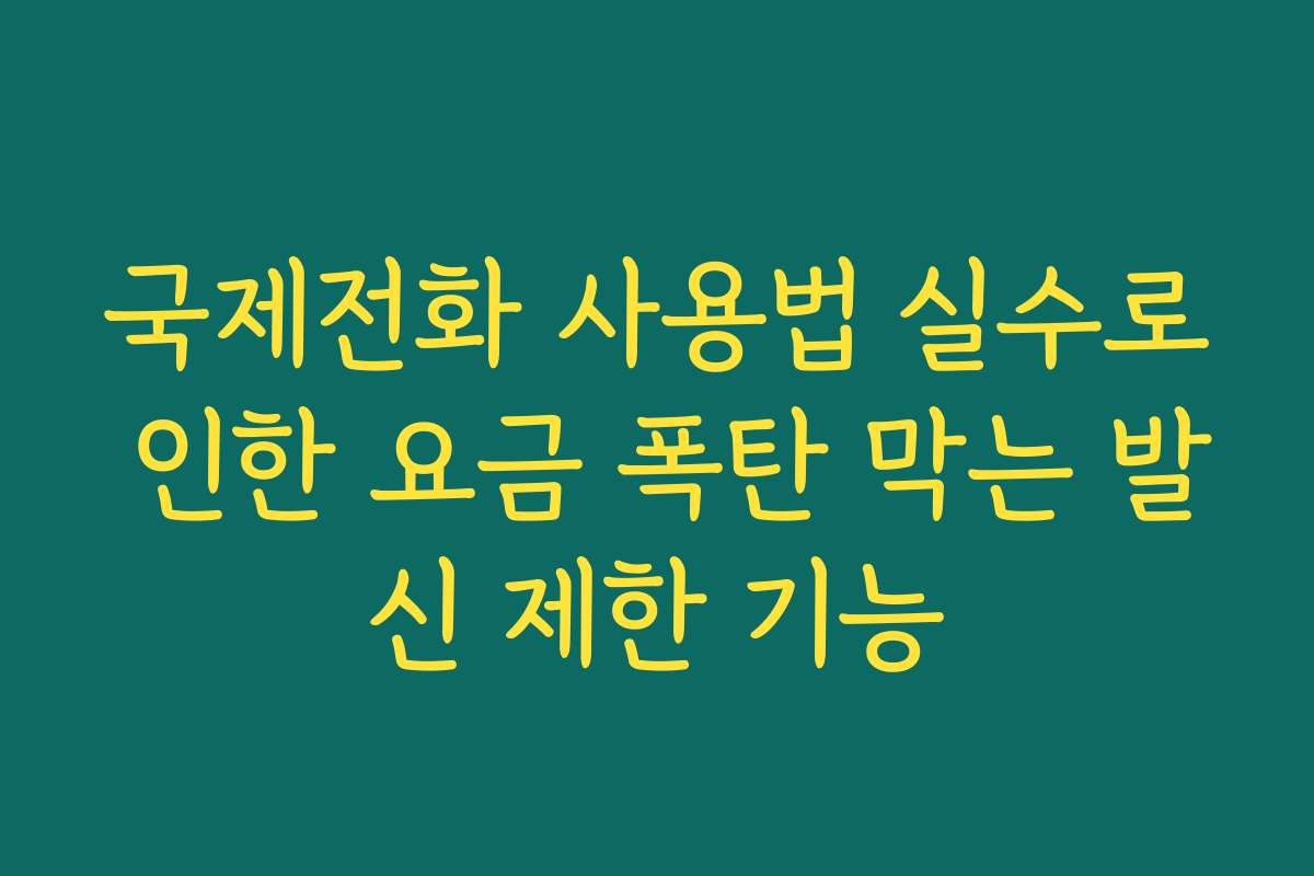 국제전화 사용법 실수로 인한 요금 폭탄 막는 발신 제한 기능