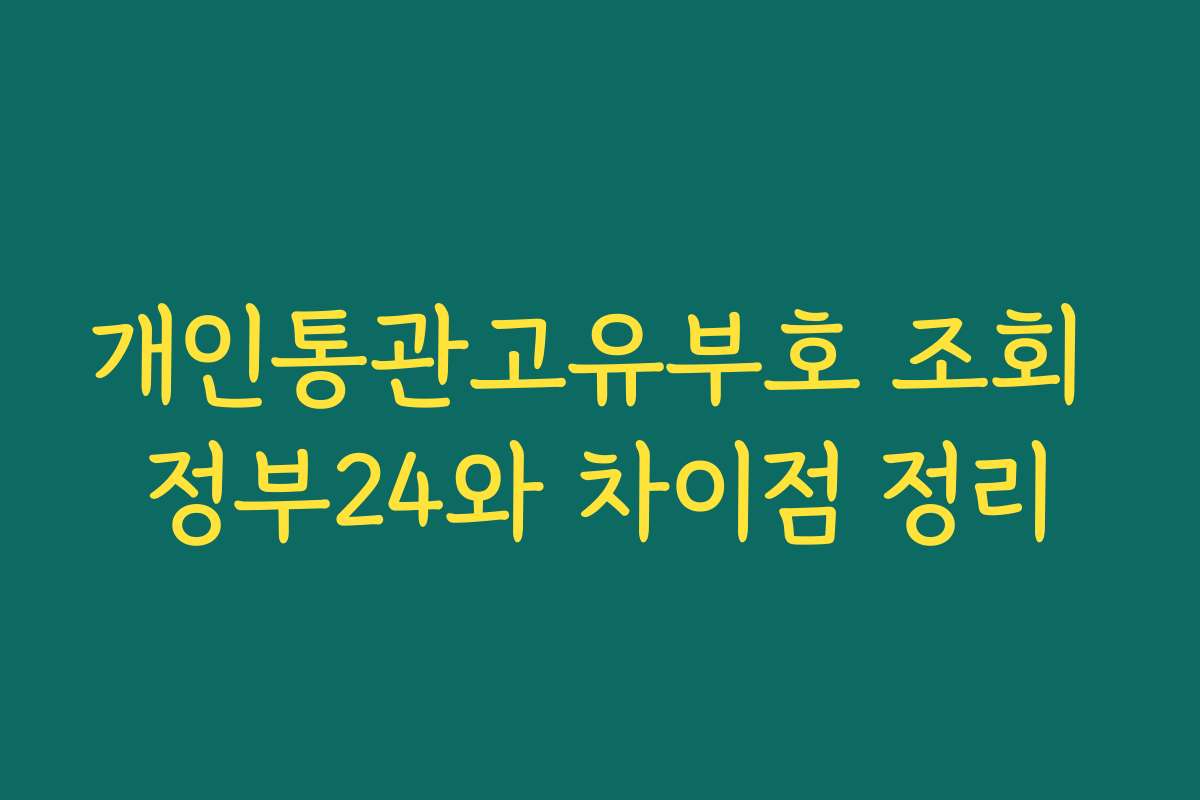 개인통관고유부호 조회 정부24와 차이점 정리