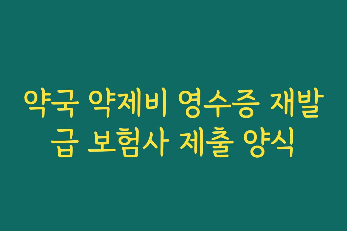 약국 약제비 영수증 재발급 보험사 제출 양식