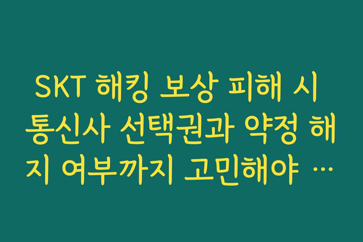 SKT 해킹 보상 피해 시 통신사 선택권과 약정 해지 여부까지 고민해야 하는 포인트