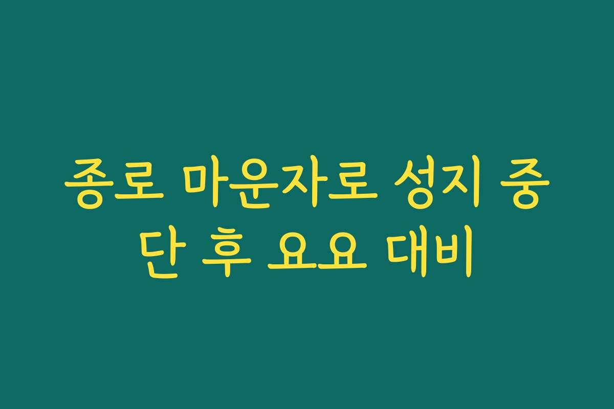 종로 마운자로 성지 중단 후 요요 대비