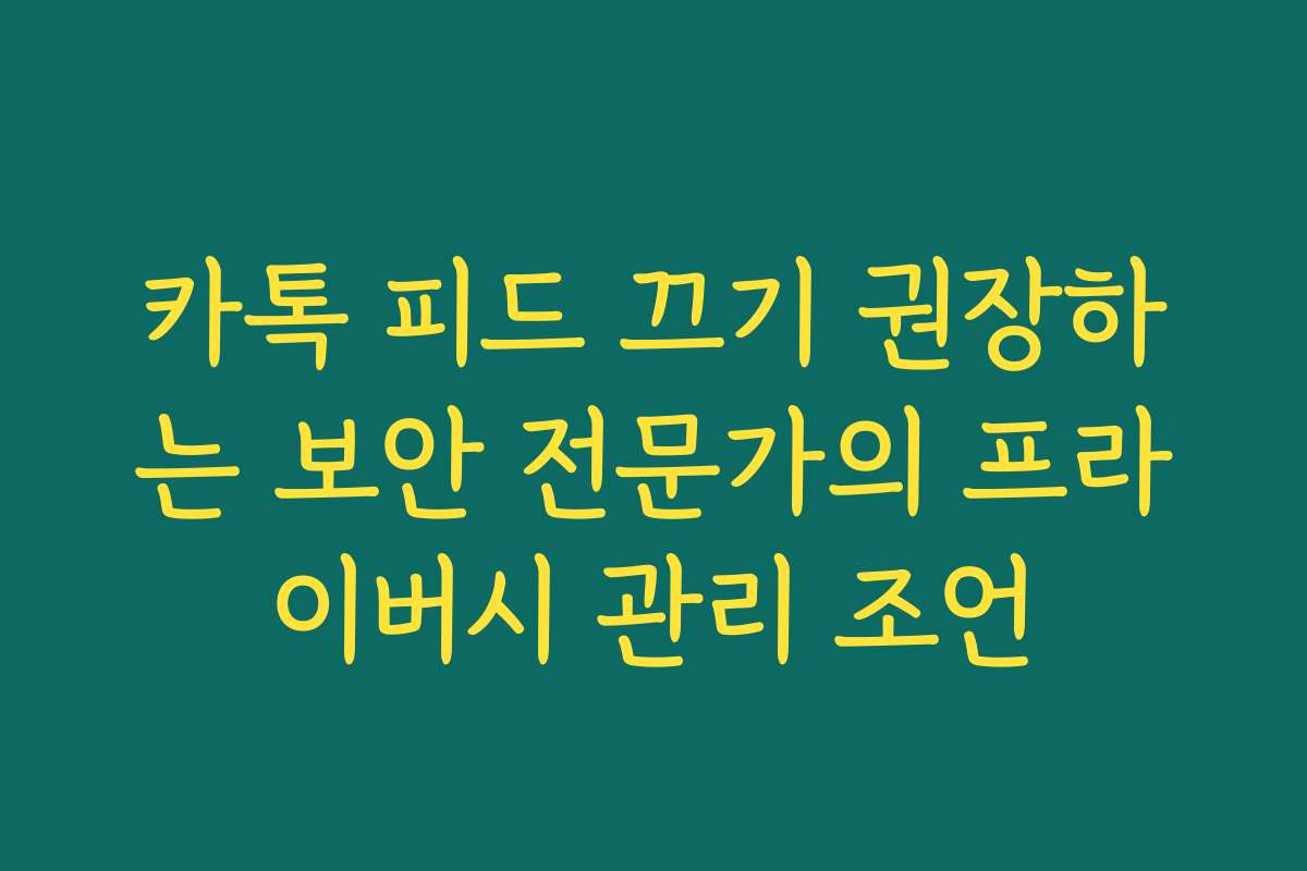 카톡 피드 끄기 권장하는 보안 전문가의 프라이버시 관리 조언