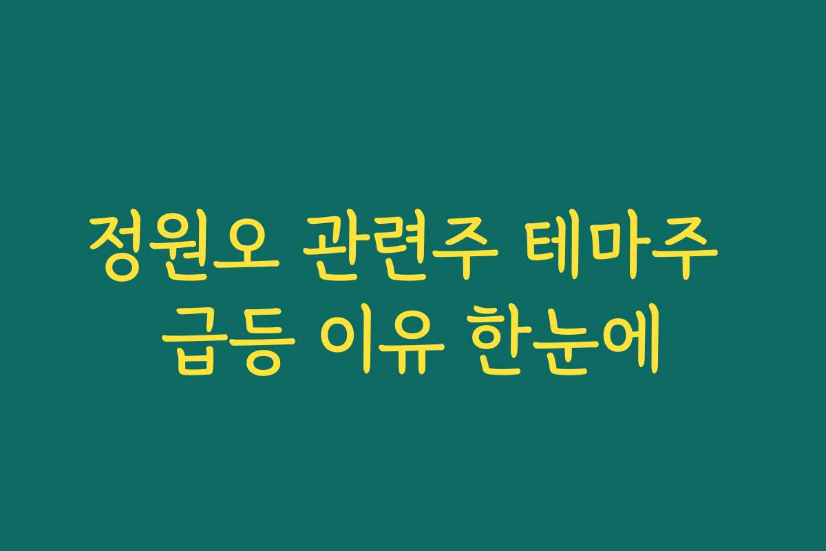 정원오 관련주 테마주 급등 이유 한눈에