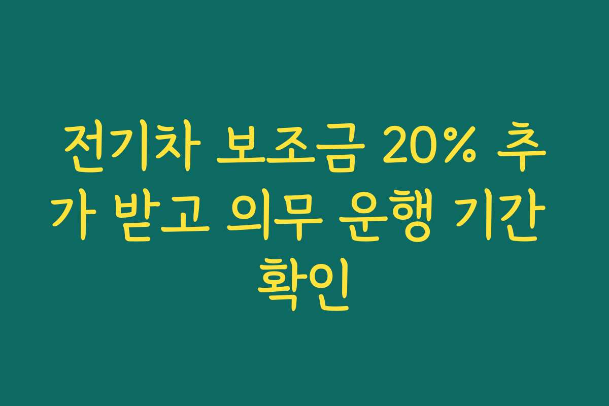 전기차 보조금 20% 추가 받고 의무 운행 기간 확인
