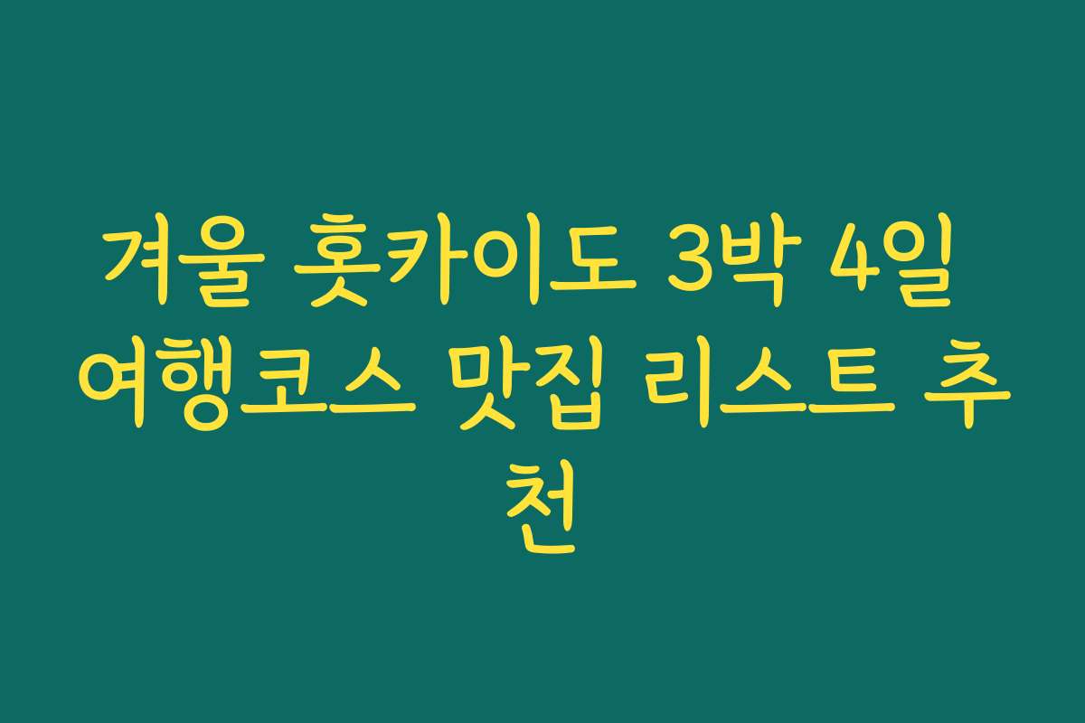 겨울 홋카이도 3박 4일 여행코스 맛집 리스트 추천
