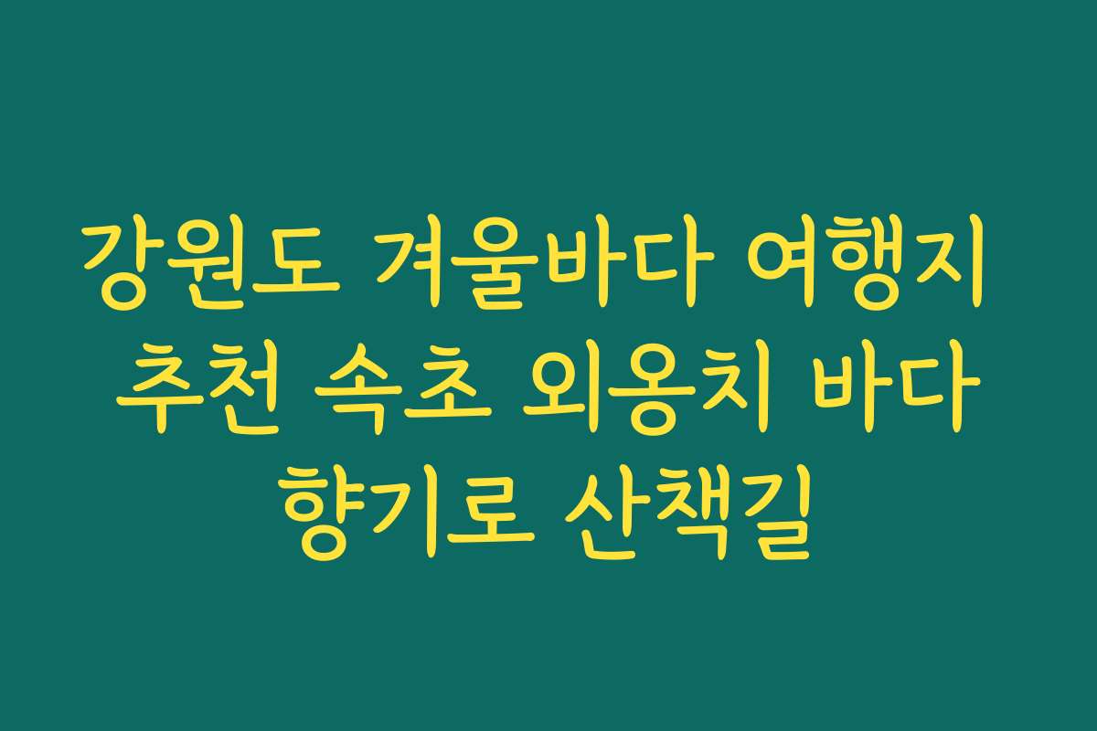 강원도 겨울바다 여행지 추천 속초 외옹치 바다향기로 산책길