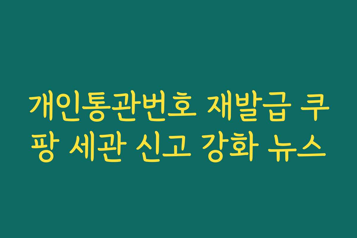 개인통관번호 재발급 쿠팡 세관 신고 강화 뉴스