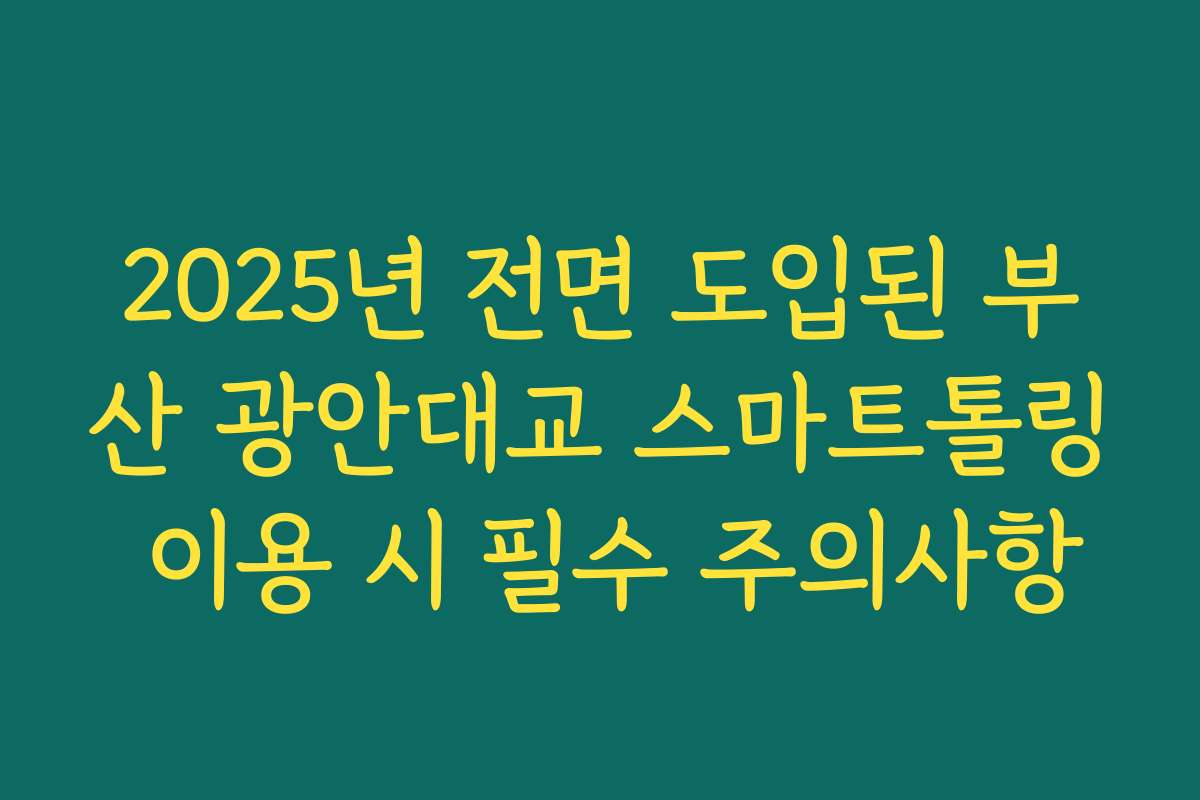 2025년 전면 도입된 부산 광안대교 스마트톨링 이용 시 필수 주의사항