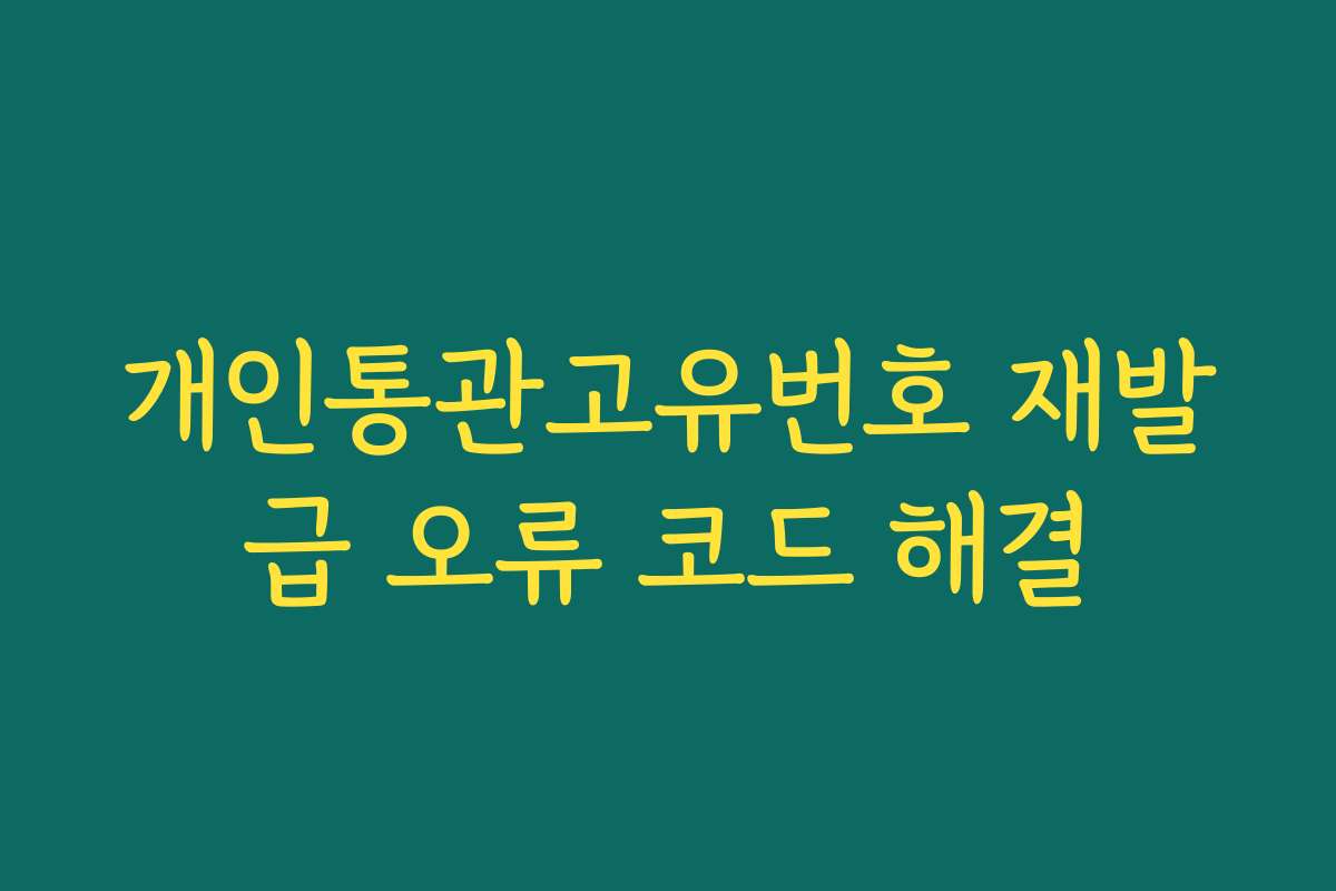 개인통관고유번호 재발급 오류 코드 해결