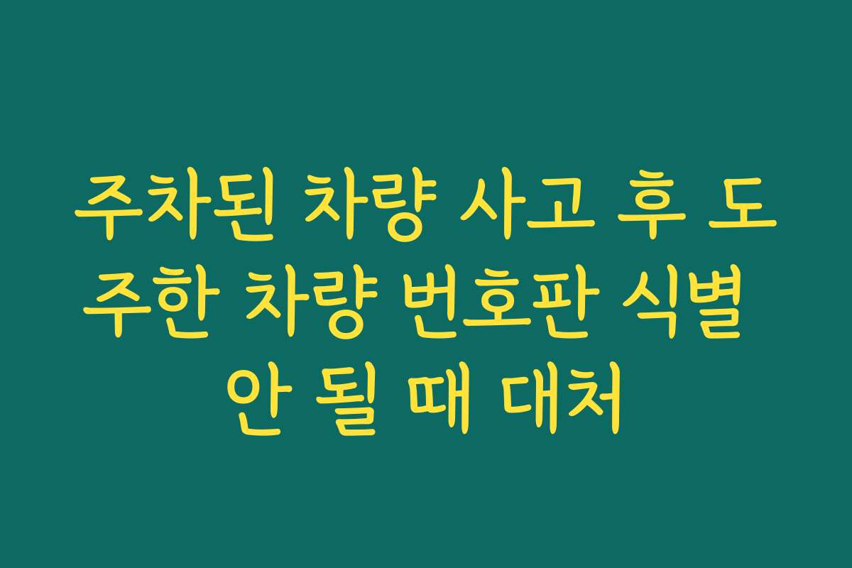 주차된 차량 사고 후 도주한 차량 번호판 식별 안 될 때 대처