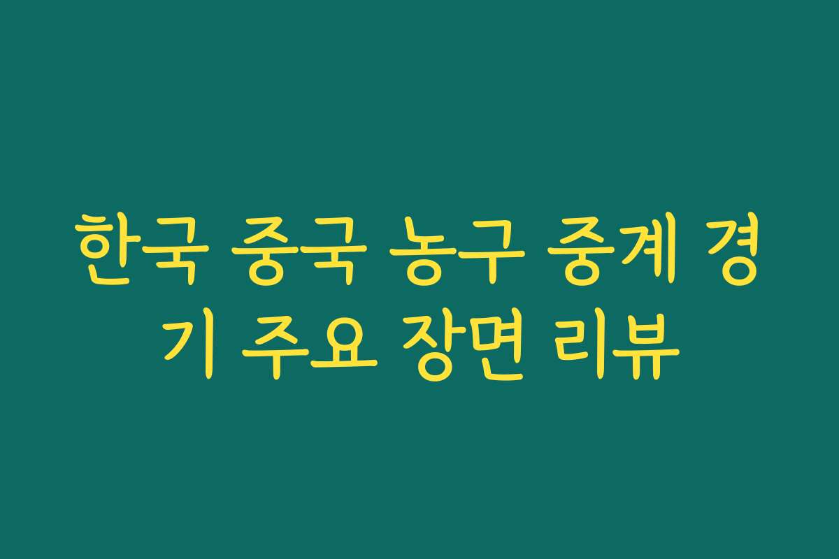 한국 중국 농구 중계 경기 주요 장면 리뷰
