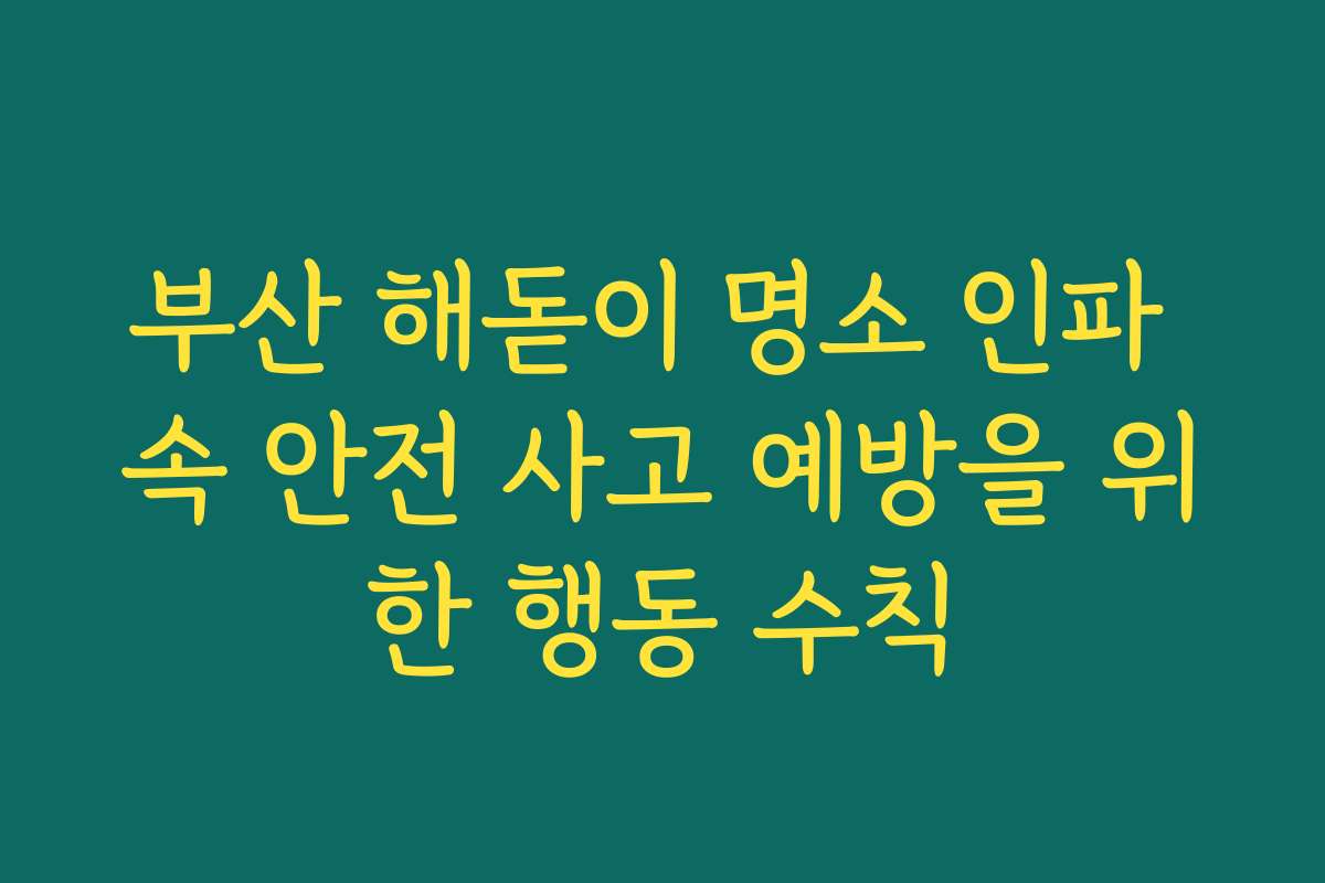 부산 해돋이 명소 인파 속 안전 사고 예방을 위한 행동 수칙