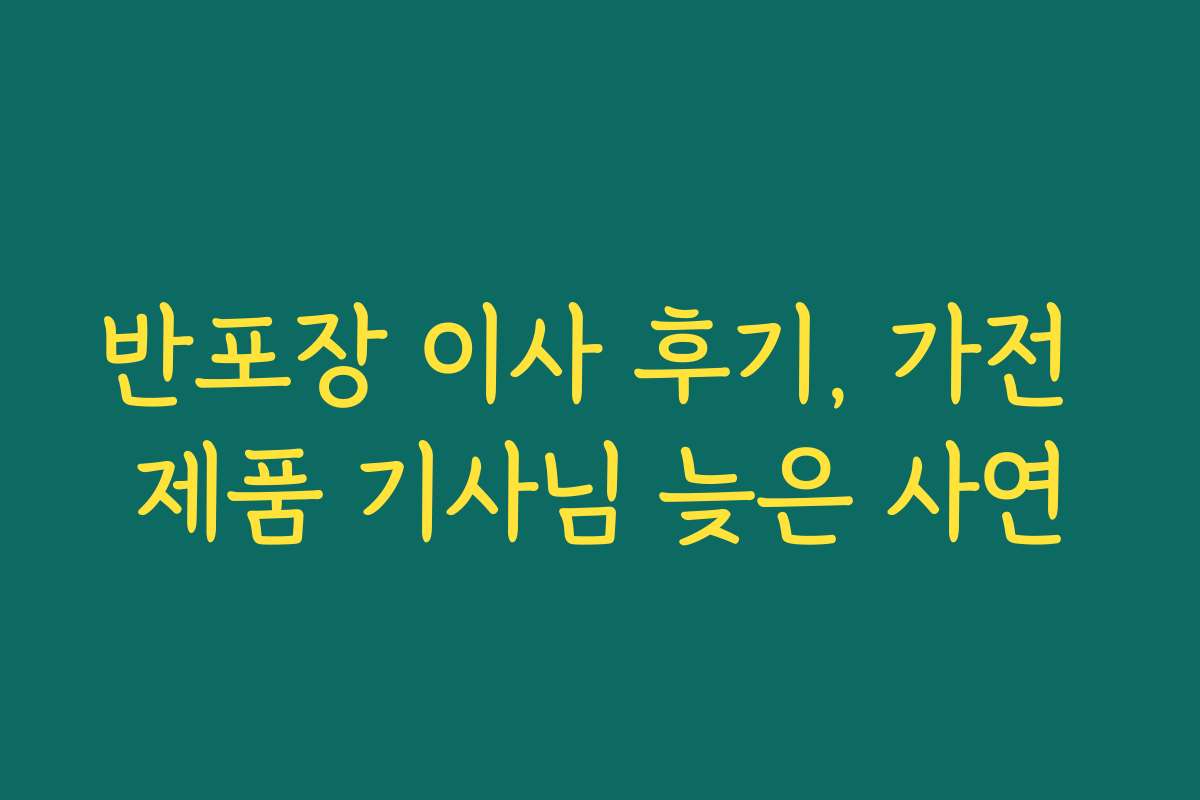반포장 이사 후기, 가전 제품 기사님 늦은 사연
