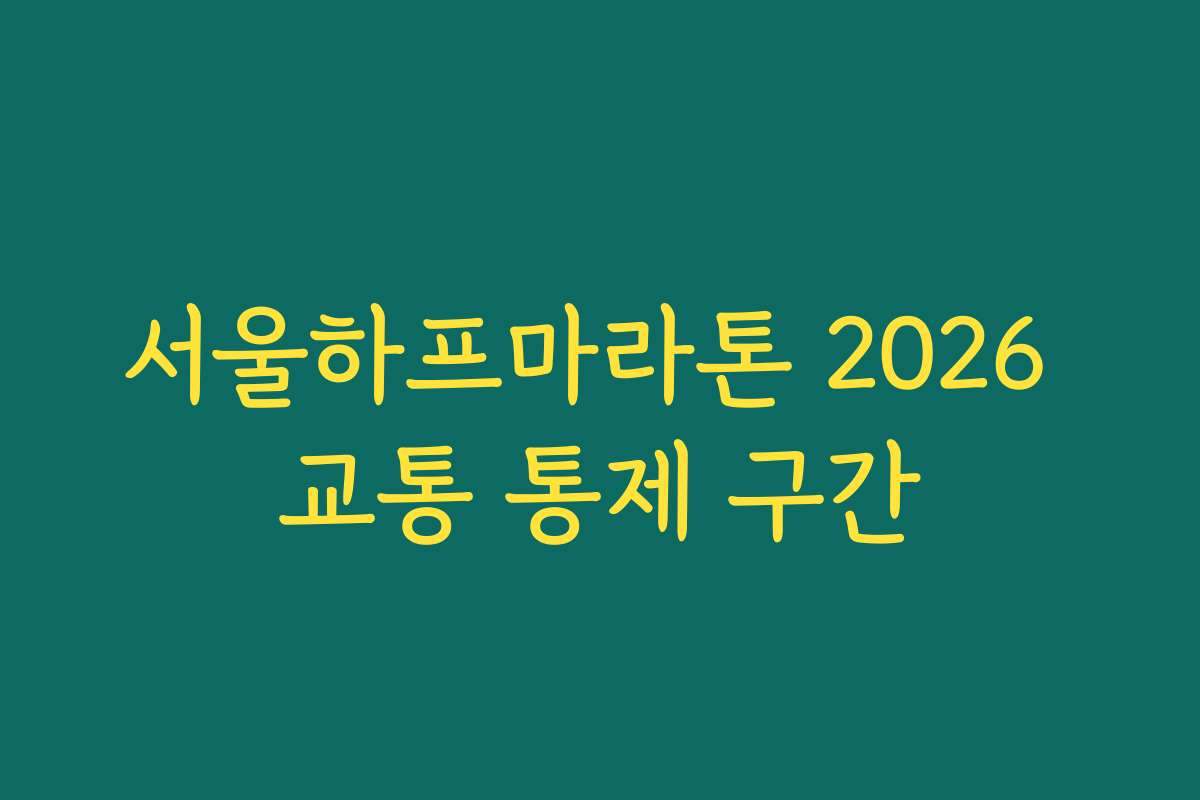 서울하프마라톤 2026 교통 통제 구간
