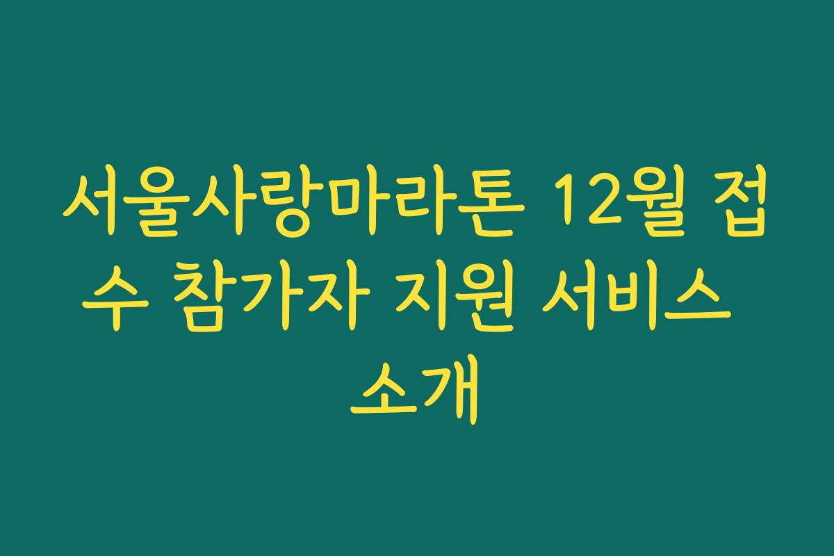 서울사랑마라톤 12월 접수 참가자 지원 서비스 소개