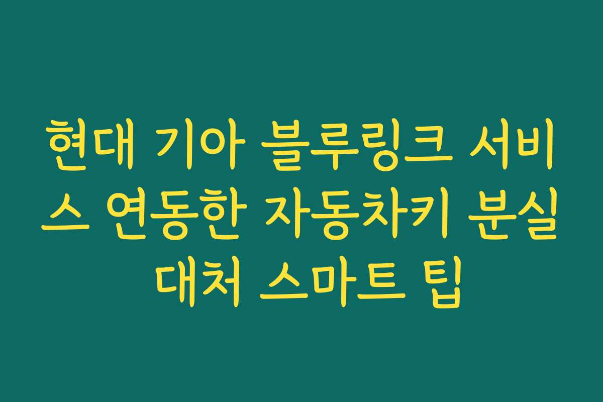 현대 기아 블루링크 서비스 연동한 자동차키 분실 대처 스마트 팁