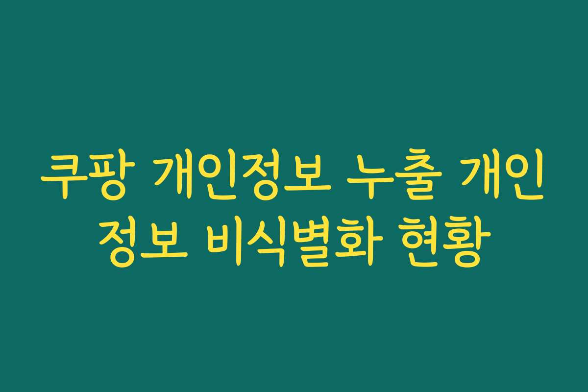 쿠팡 개인정보 누출 개인정보 비식별화 현황