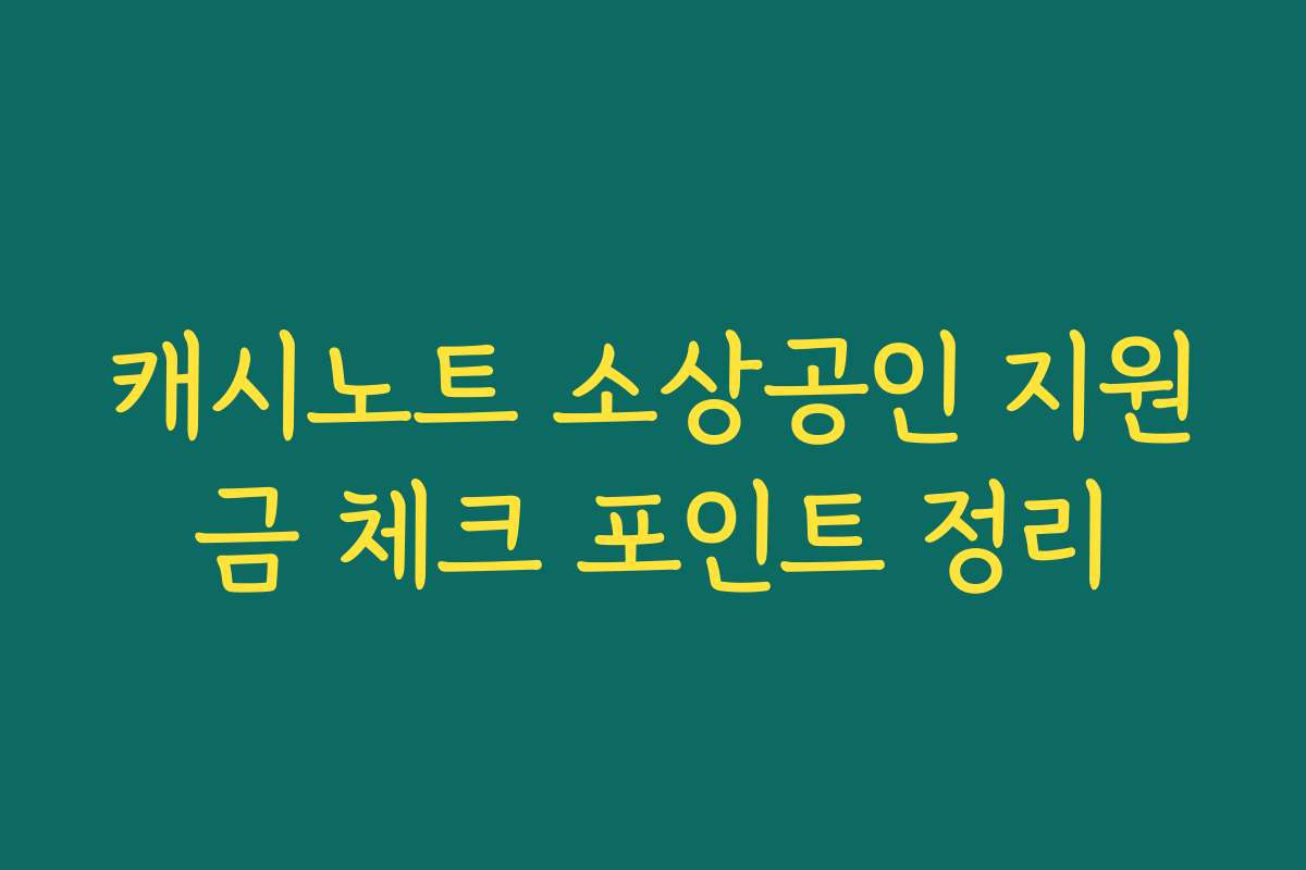 캐시노트 소상공인 지원금 체크 포인트 정리