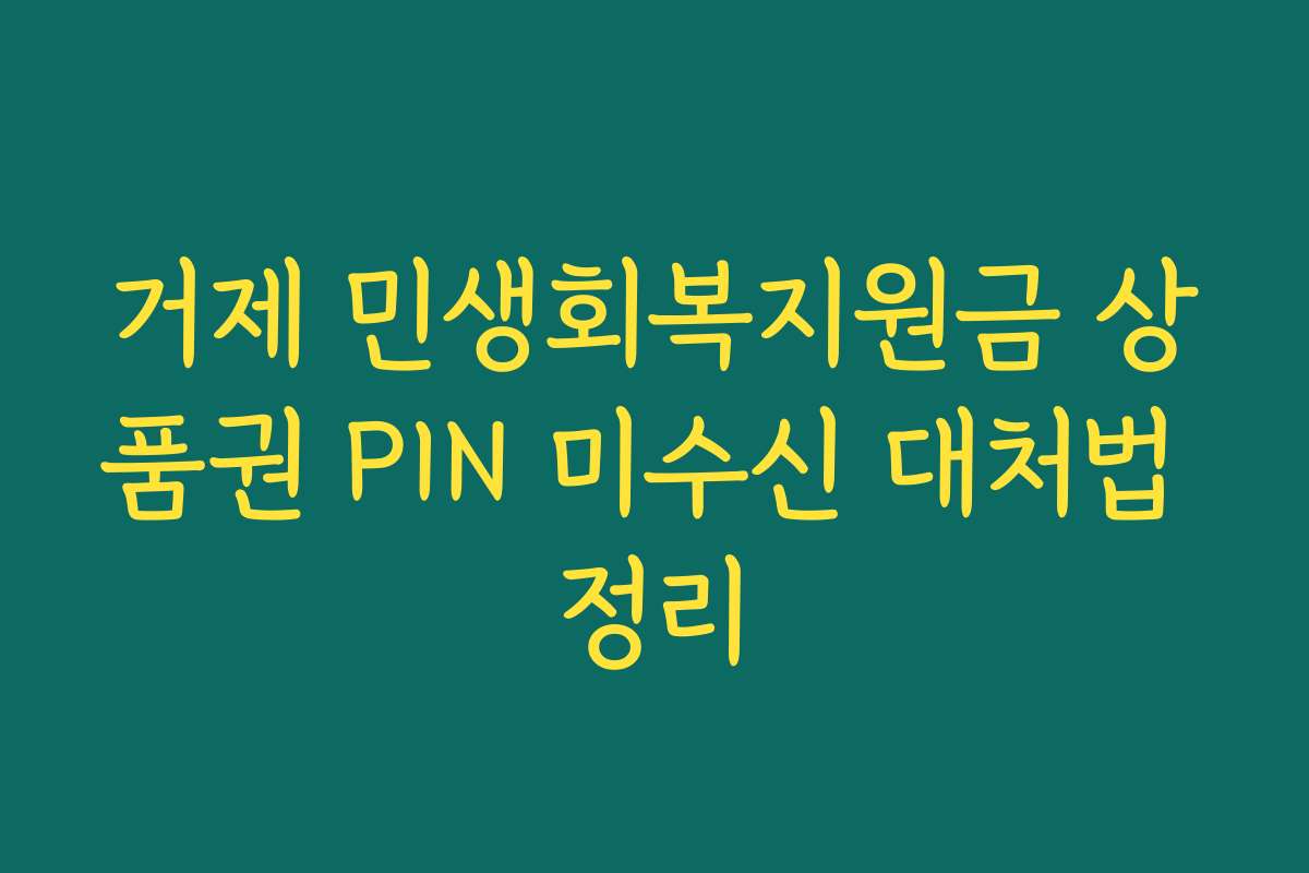 거제 민생회복지원금 상품권 PIN 미수신 대처법 정리