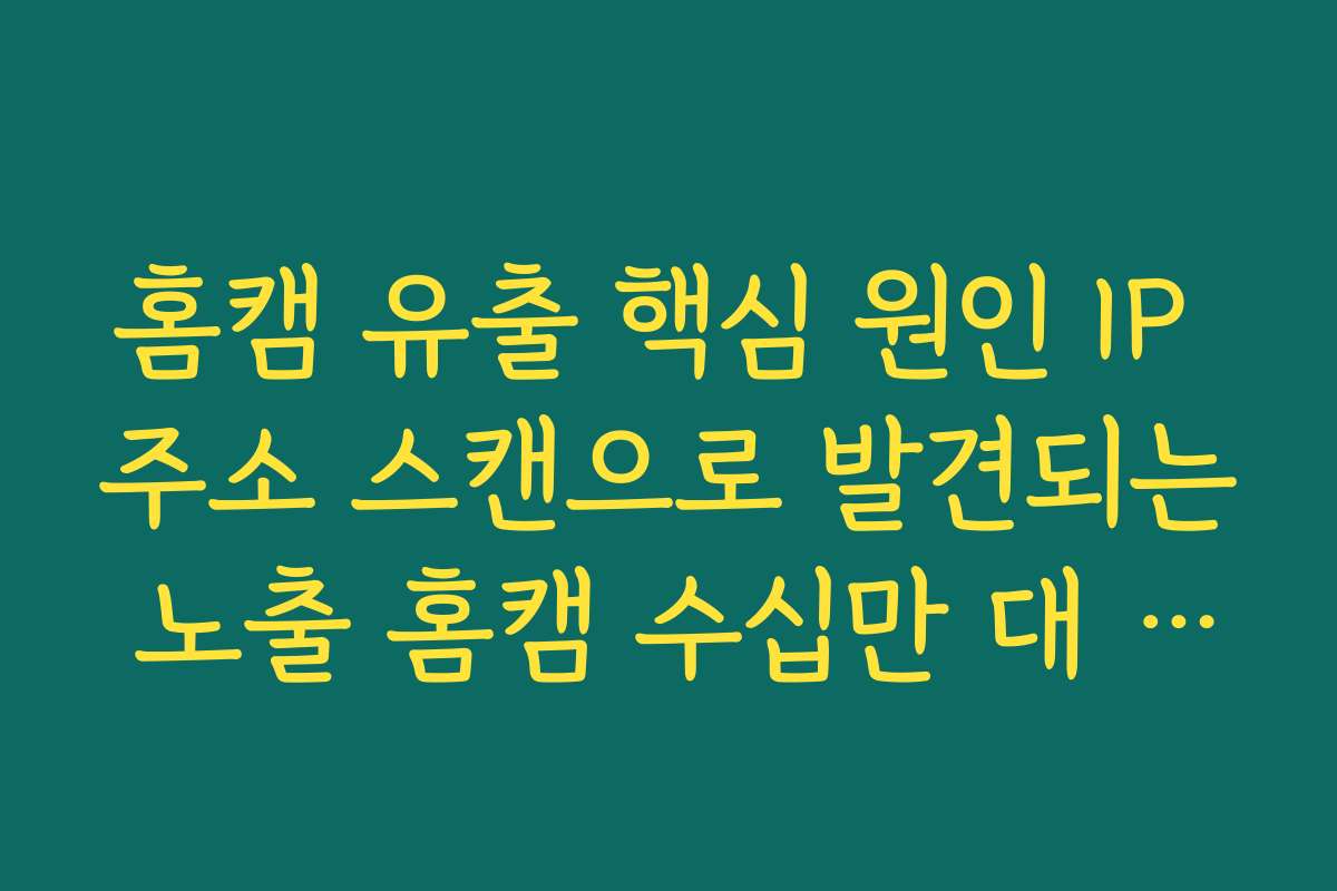 홈캠 유출 핵심 원인 IP 주소 스캔으로 발견되는 노출 홈캠 수십만 대 현실