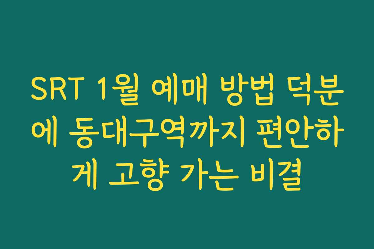 SRT 1월 예매 방법 덕분에 동대구역까지 편안하게 고향 가는 비결