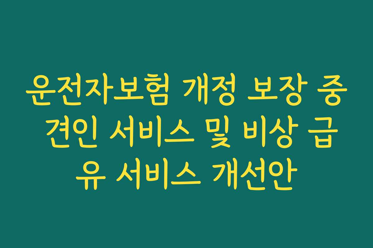 운전자보험 개정 보장 중 견인 서비스 및 비상 급유 서비스 개선안