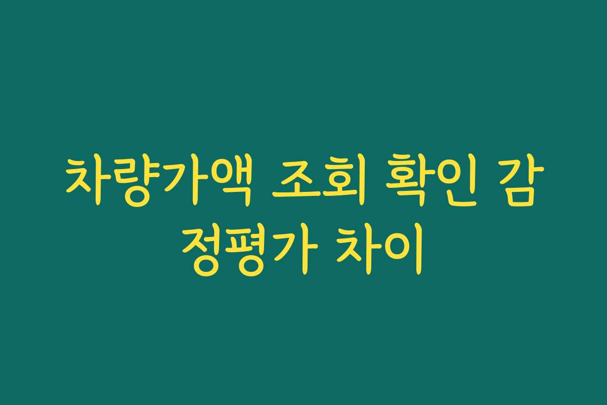차량가액 조회 확인 감정평가 차이