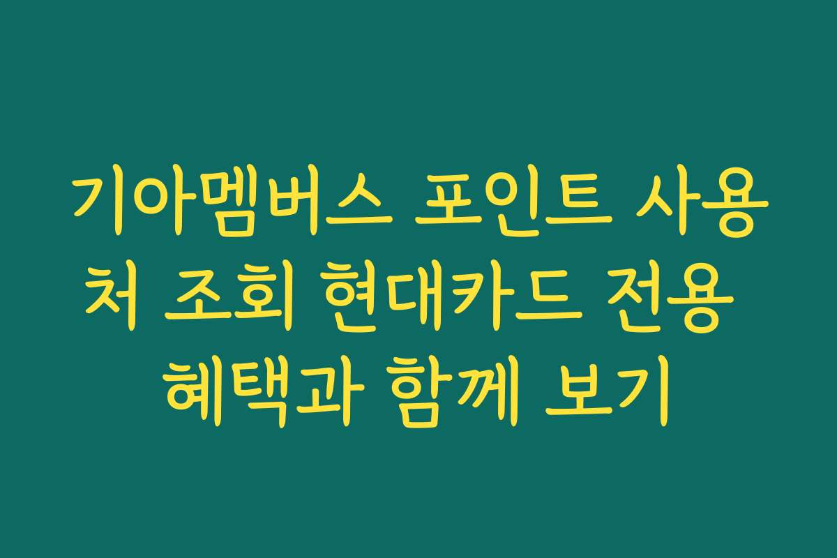 기아멤버스 포인트 사용처 조회 현대카드 전용 혜택과 함께 보기