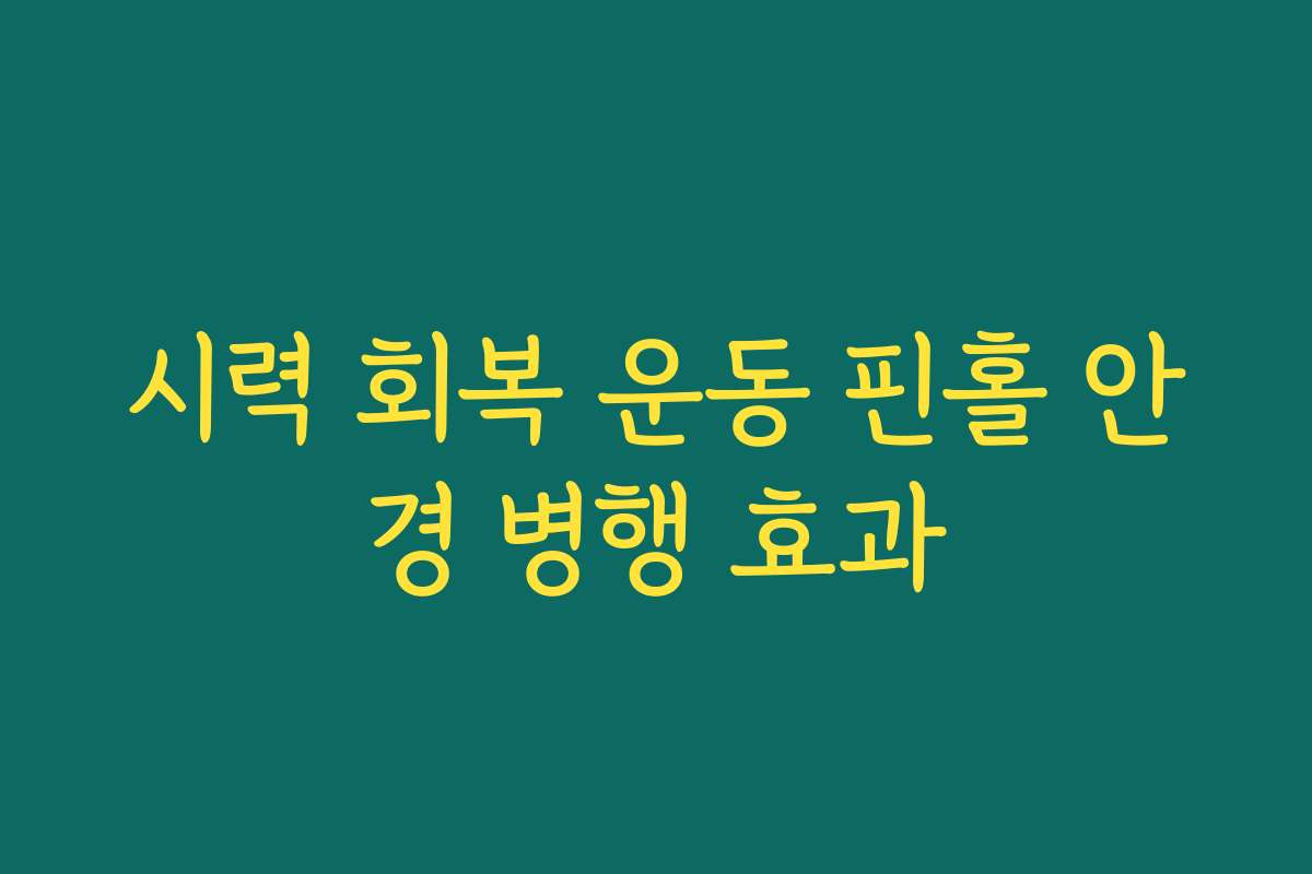 시력 회복 운동 핀홀 안경 병행 효과