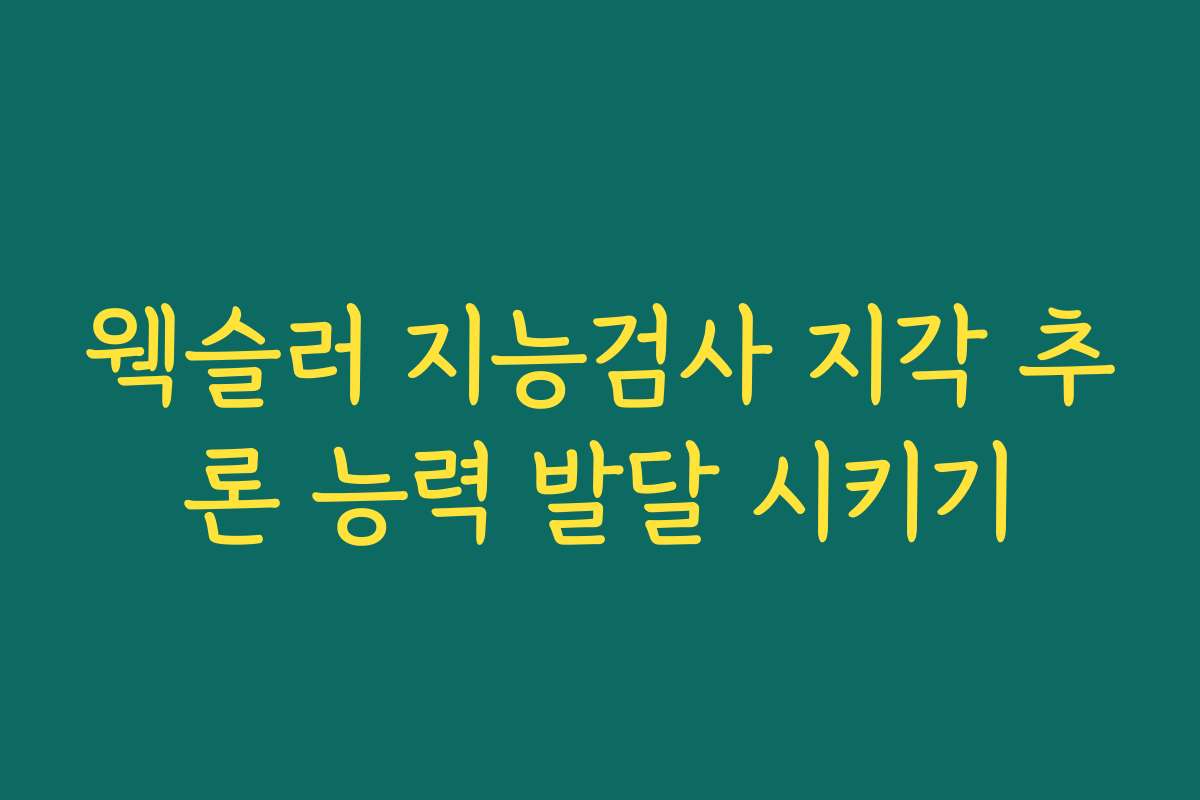 웩슬러 지능검사 지각 추론 능력 발달 시키기