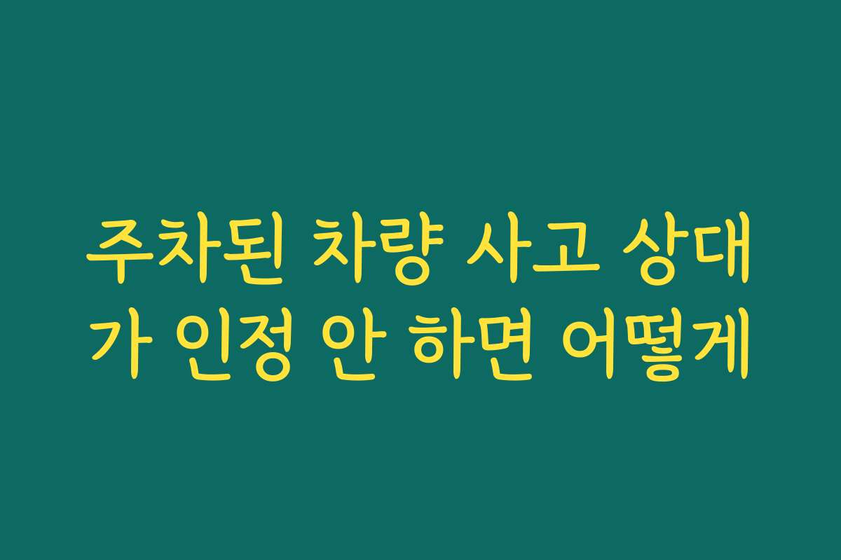 주차된 차량 사고 상대가 인정 안 하면 어떻게
