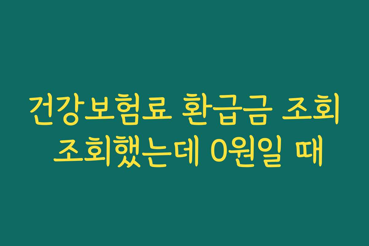 건강보험료 환급금 조회 조회했는데 0원일 때