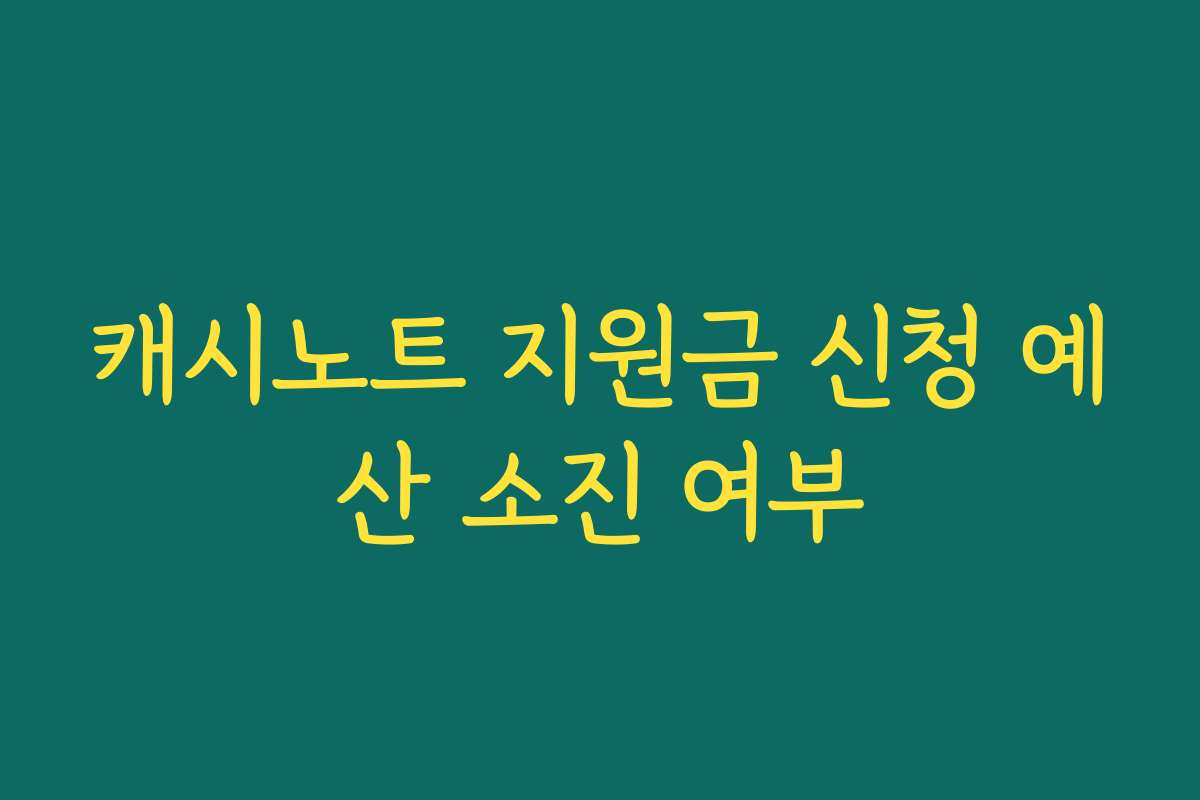 캐시노트 지원금 신청 예산 소진 여부