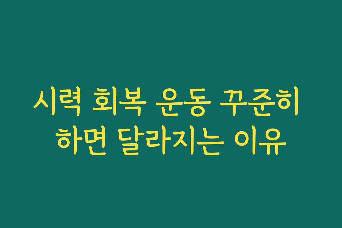 시력 회복 운동 꾸준히 하면 달라지는 이유