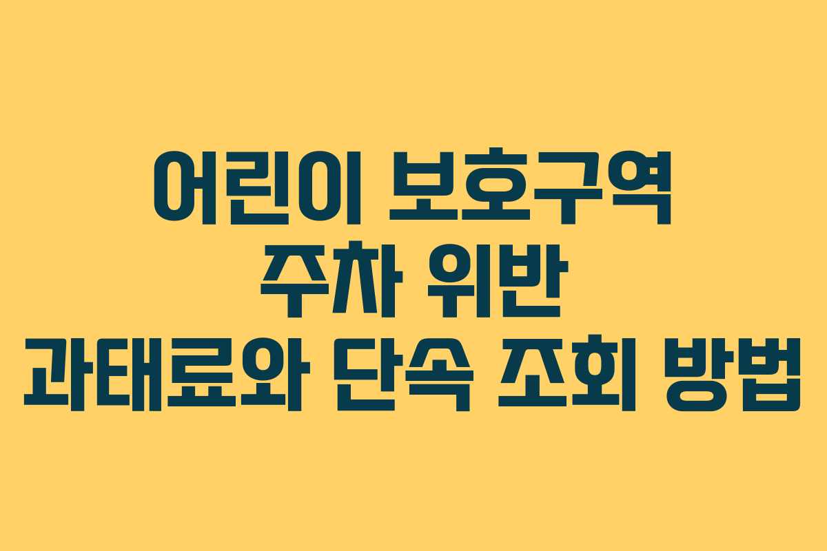 어린이 보호구역 주차 위반 과태료와 단속 조회 방법
