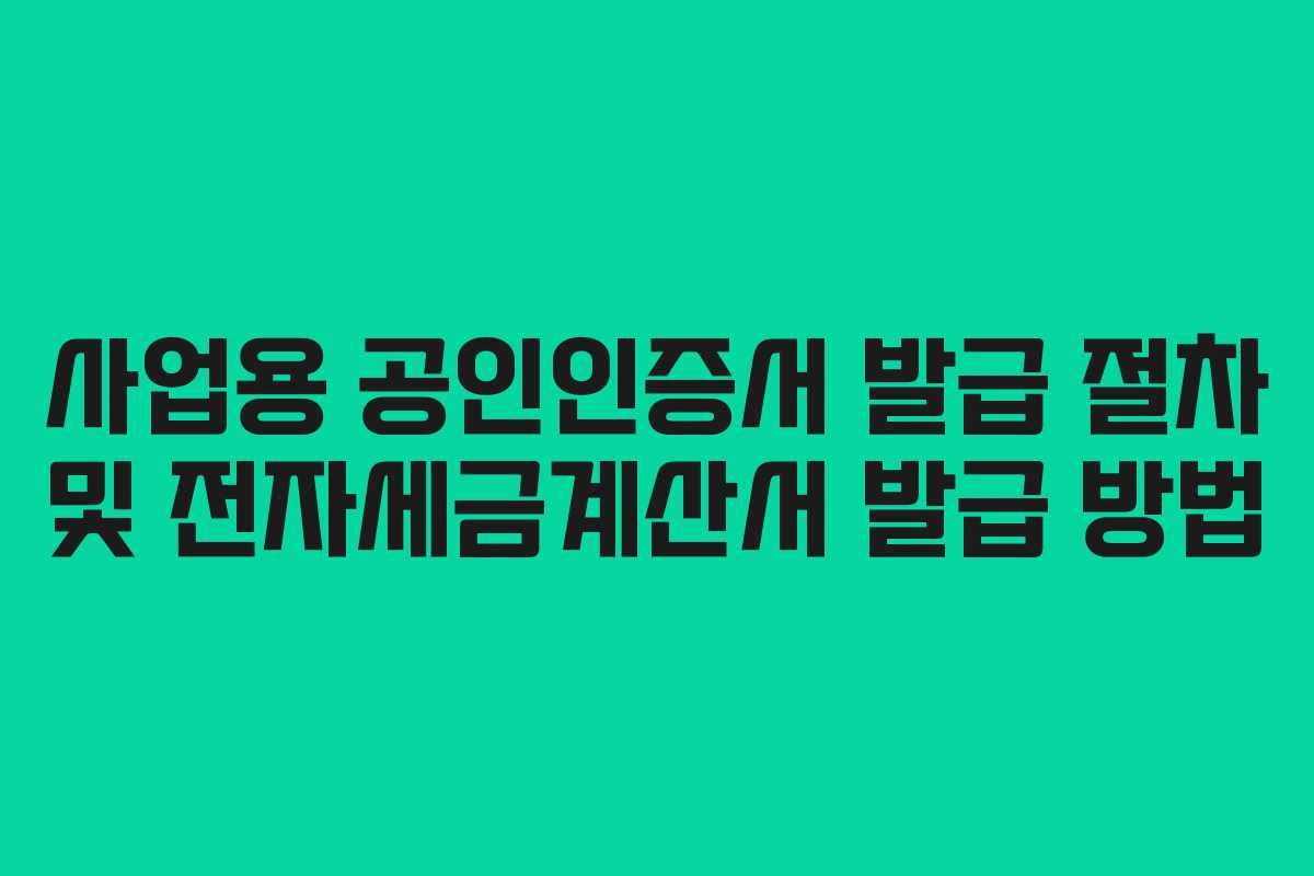 사업용 공인인증서 발급 절차 및 전자세금계산서 발급 방법