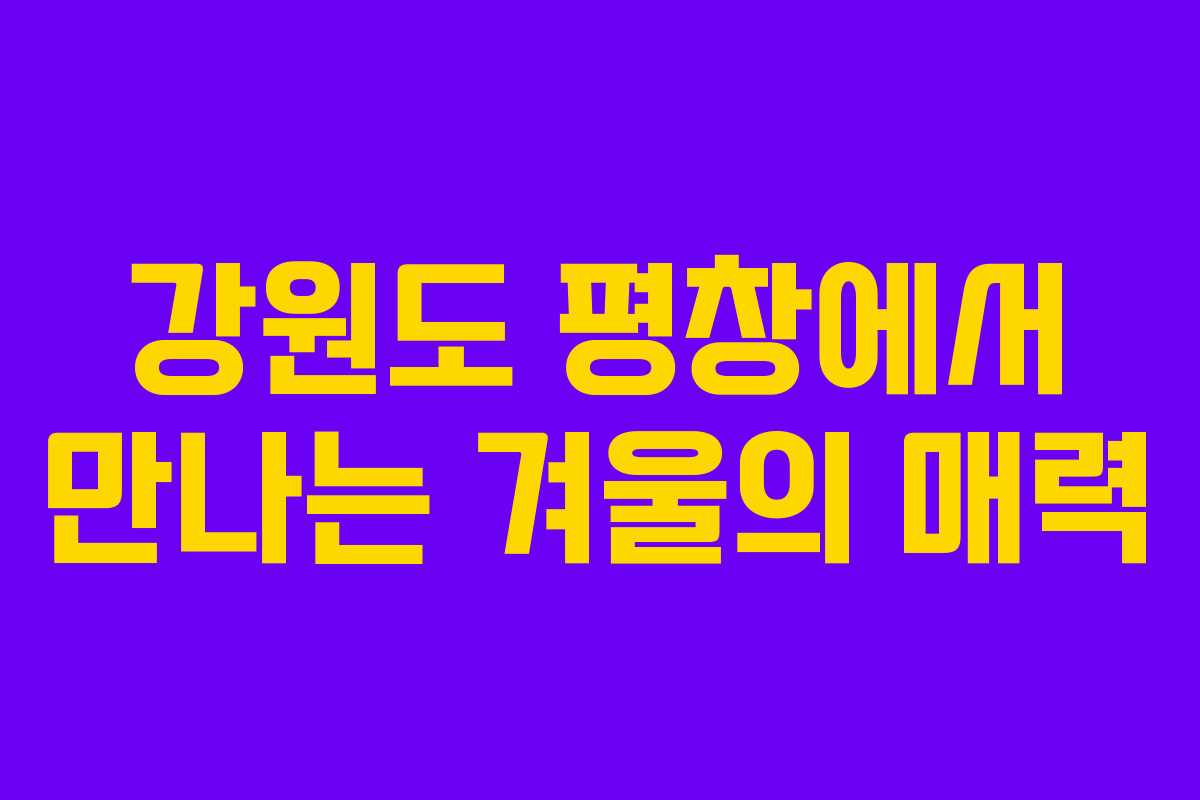 강원도 평창에서 만나는 겨울의 매력