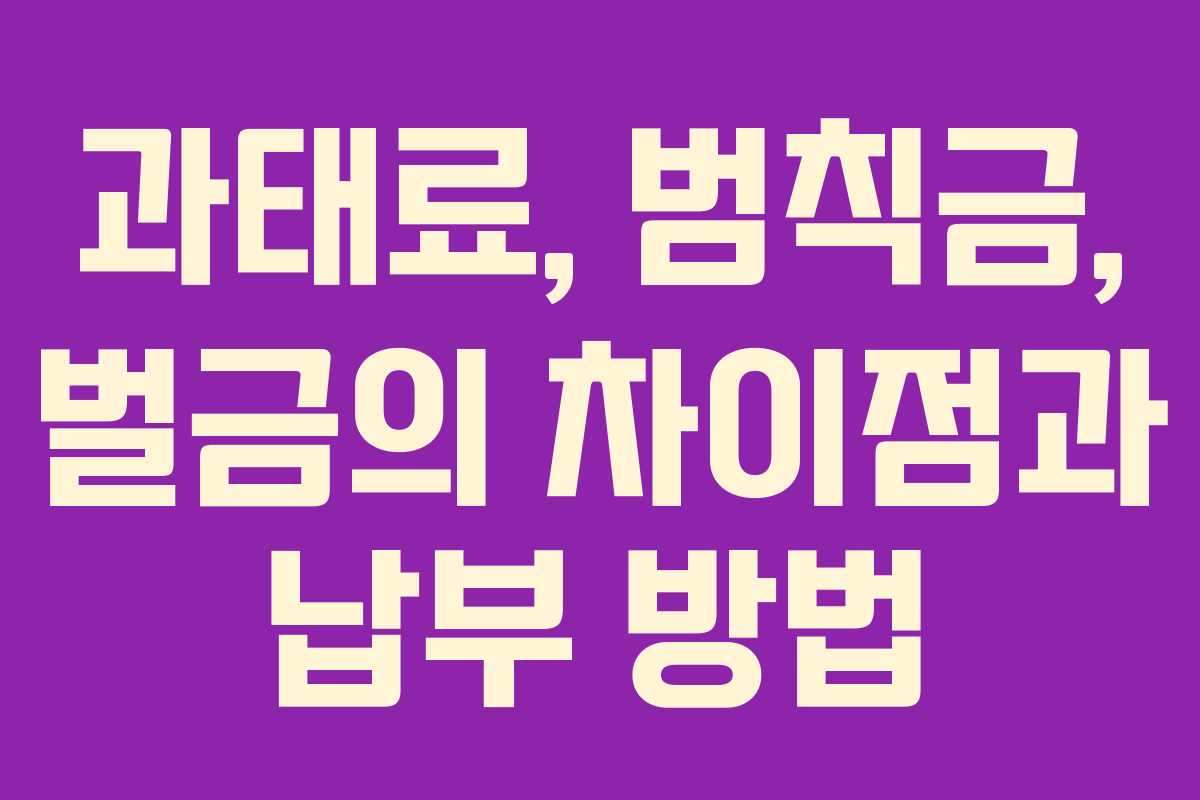 과태료, 범칙금, 벌금의 차이점과 납부 방법