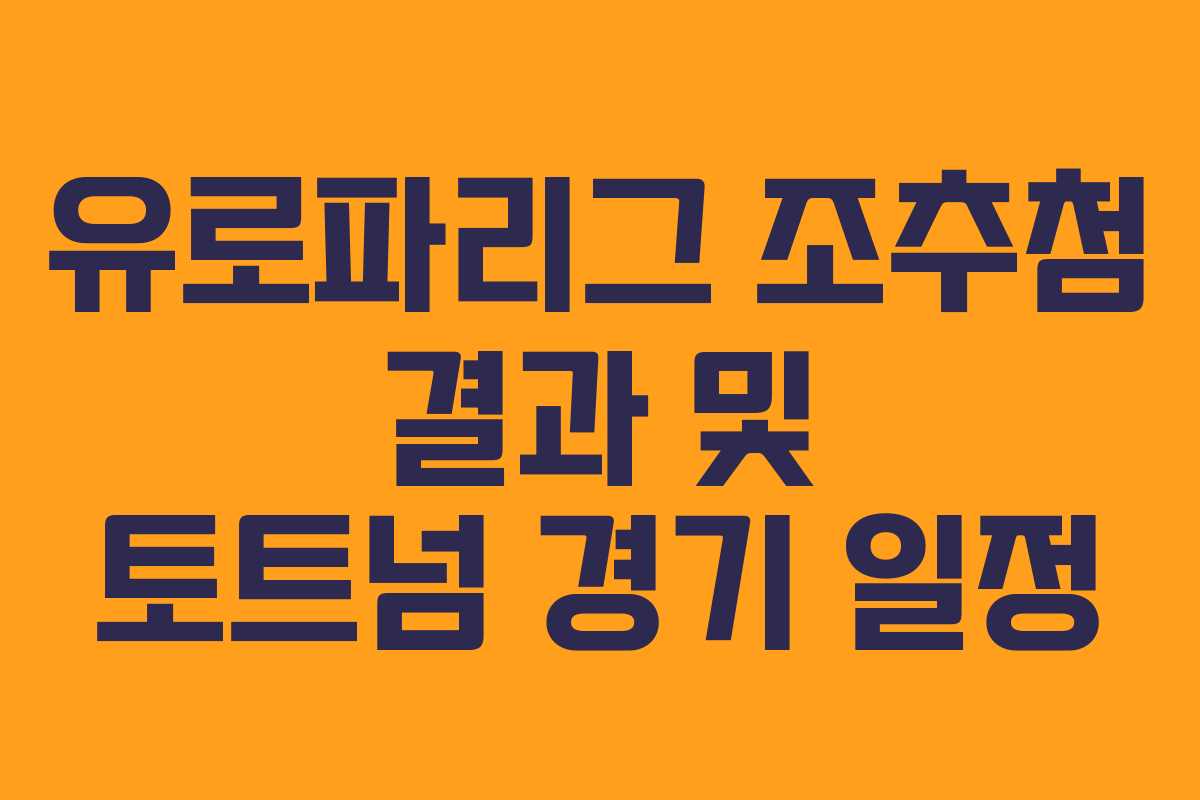 유로파리그 조추첨 결과 및 토트넘 경기 일정